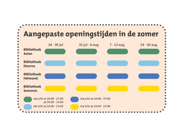 Openingstijden in de zomervakantie 2023
